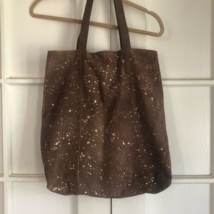 Splatter paint leather tote bag